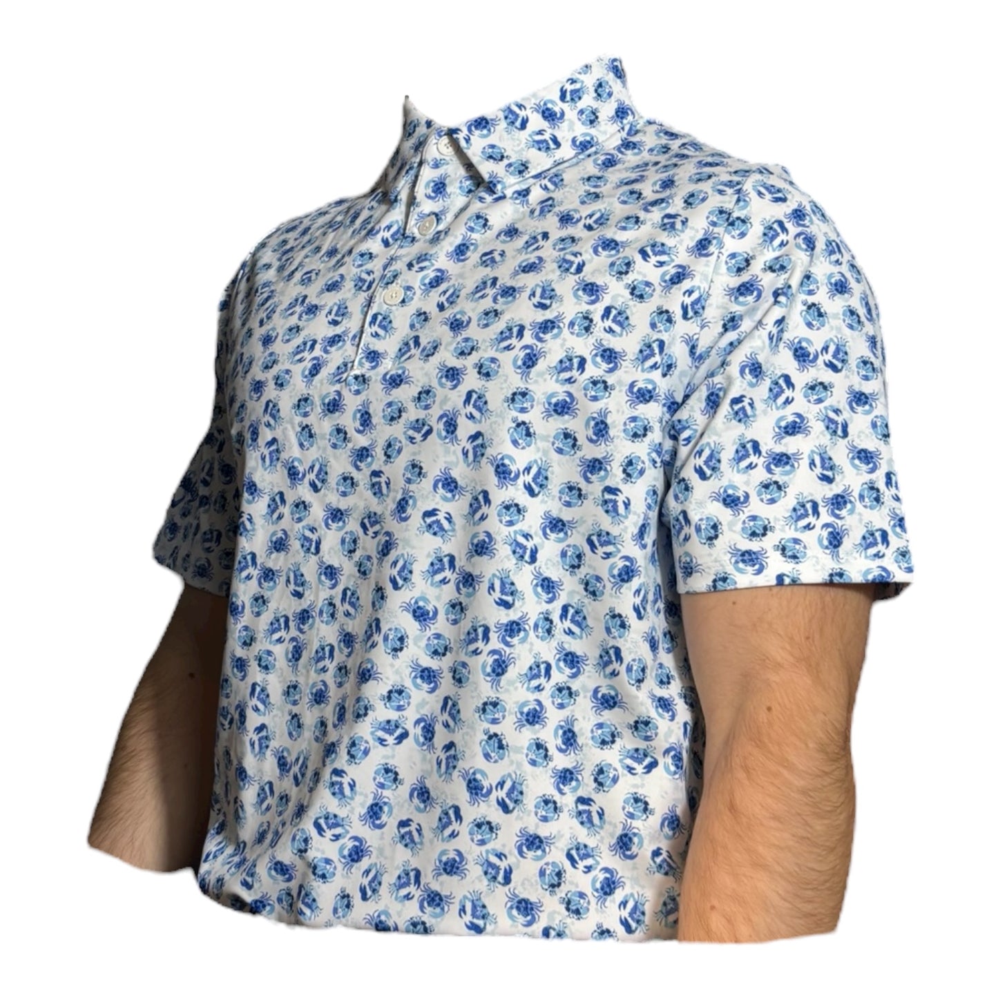 CALLAWAY OPTI-DRI CRAB NOVELTY MENS GOLF POLO SHIRT (Bright White)