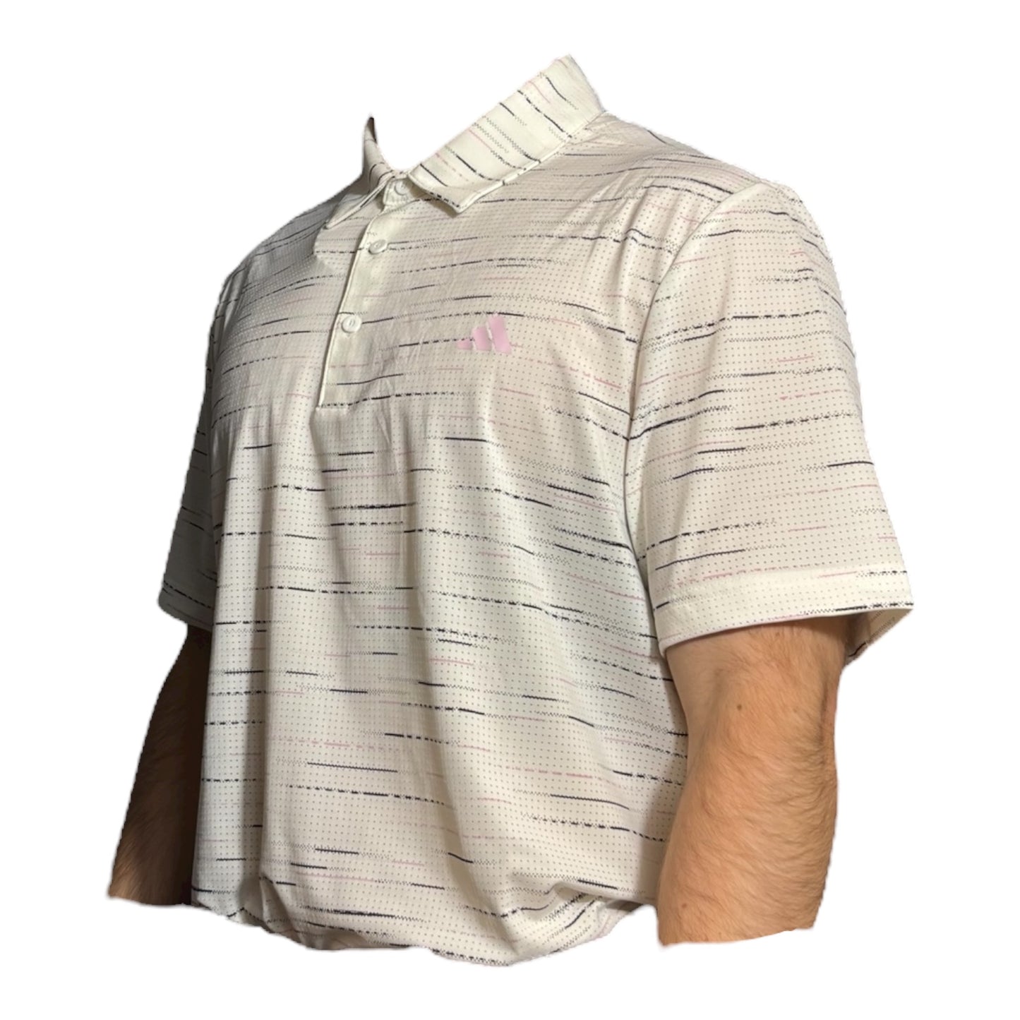 Adidas Mesh Striped Polo (WHITE/Black/Pink)