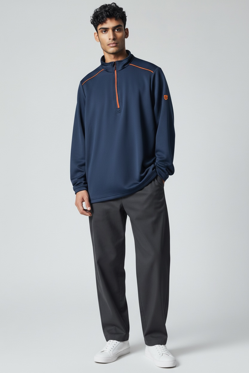 Island Green 1/4 Zip Navy/Orange Men’s S