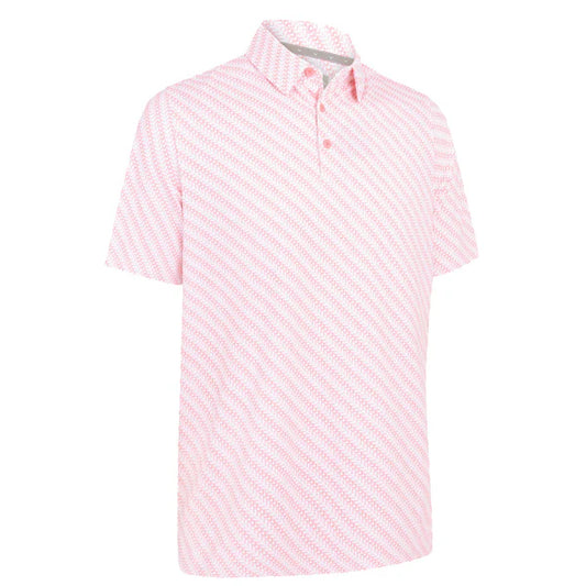 CALLAWAY Twill Print Polo Shirt Strawberry Pink