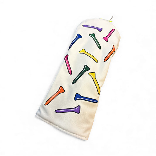 WHITE GOLF TEE DRIVER HEADCOVER