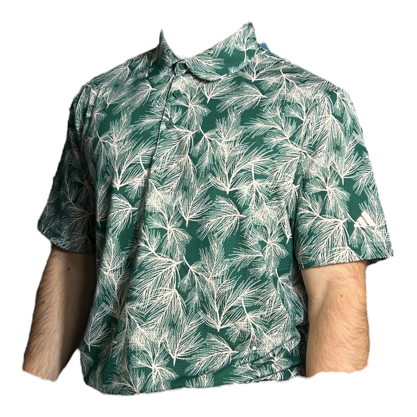 ADIDAS Pine Print Polo Shirt (Green/White)