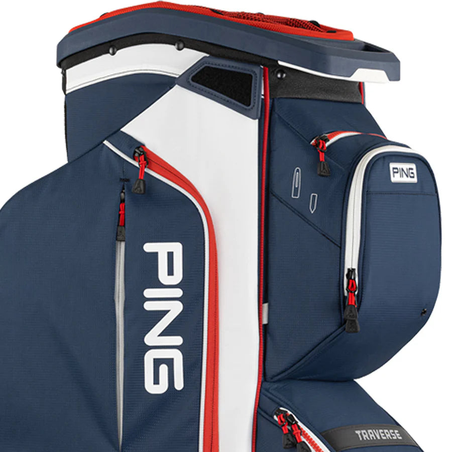 PING Traverse Cart Bag (Red/Navy/White)