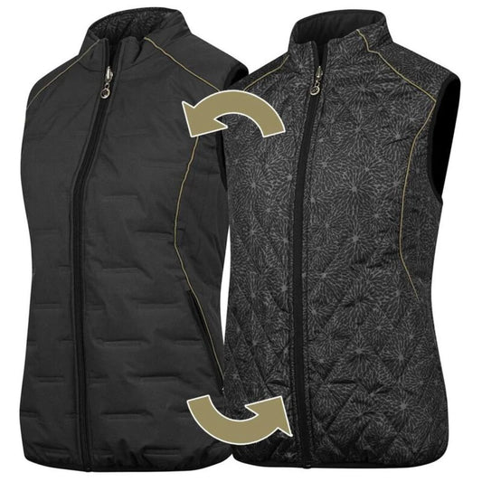 Ladies Island Green Reversible Quilted Gilet (Black/Gold)